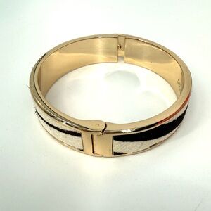 Cole Haan Gold and Black Animal Print Zebra Cuff Bracelet